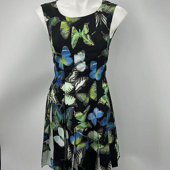Ted Baker pleated XS butterfly print sleeveless dress - Picture 2 of 8